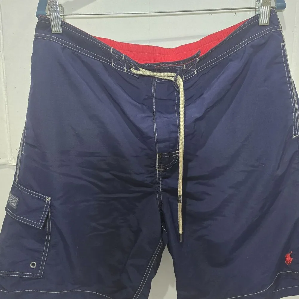 Polo by Ralph Lauren Swim Trunks Brief Liner Drawstring Pockets Mens XL Navy.